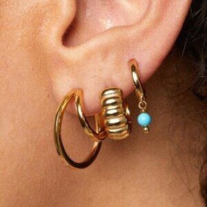 Dainty Turquoise Huggies Tiny Turquoise Gold Huggie Earrings Pretty Huggies